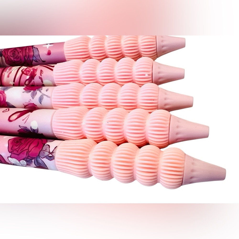Set of 5 Rose & Heart Retractable Gel Pens - Picture 4 of 5